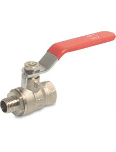 PROFEC KOGELKRAAN MESSING VERNIKKELD 1/2&quot; BINNENDRAAD X BUITENDRAAD 25BAR TYPE 104