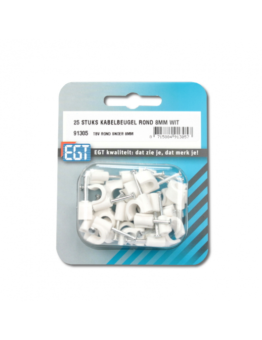 25 STUKS KABELBEUGEL ROND 8MM WIT