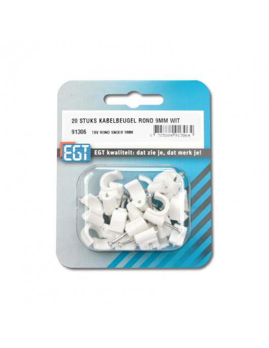 20 STUKS KABELBEUGEL ROND 9MM WIT