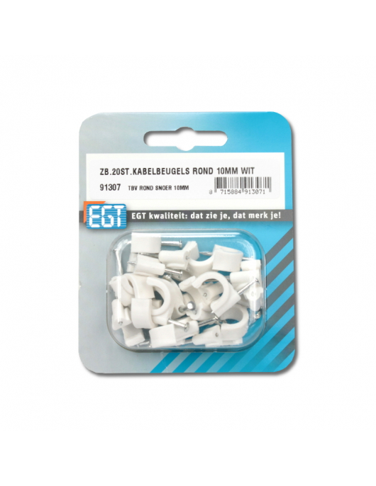 20 STUKS KABELBEUGEL ROND 10MM WIT