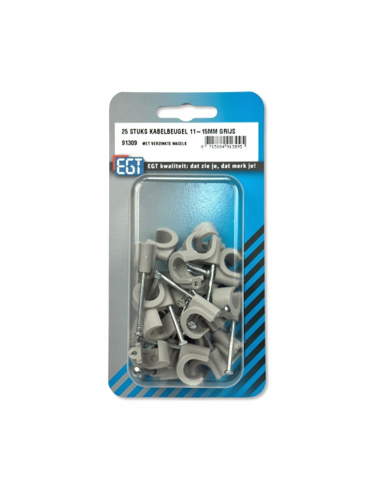 25 STUKS KABELBEUGEL 11-15MM GRIJS