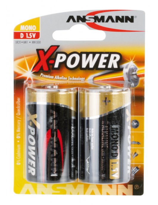 ALKALINE BATTERIJEN BIG FIVE X-POWER ALKALINE BATTERIJ MONO D / LR20 2