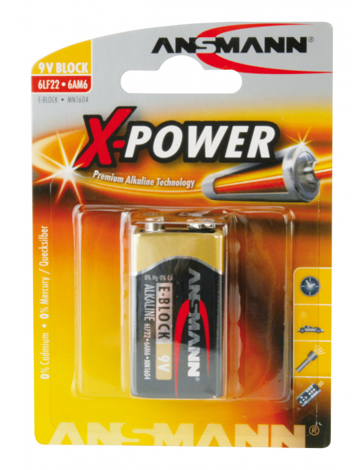 ALKALINE BATTERIJEN BIG FIVE X-POWER ALKALINE BATTERIJ 9 VOLT E BLOK /