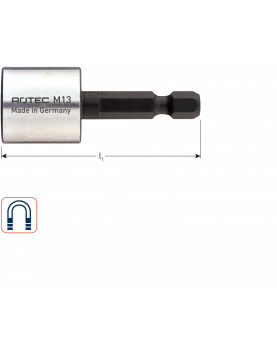 DOPSLEUTEL E6.3 1/4" BITOPN., MAGNETISCH, SW 13X50 DOPSLEUTEL E6.3 1/4" BITOPN., MAGNETISCH, SW 13X50