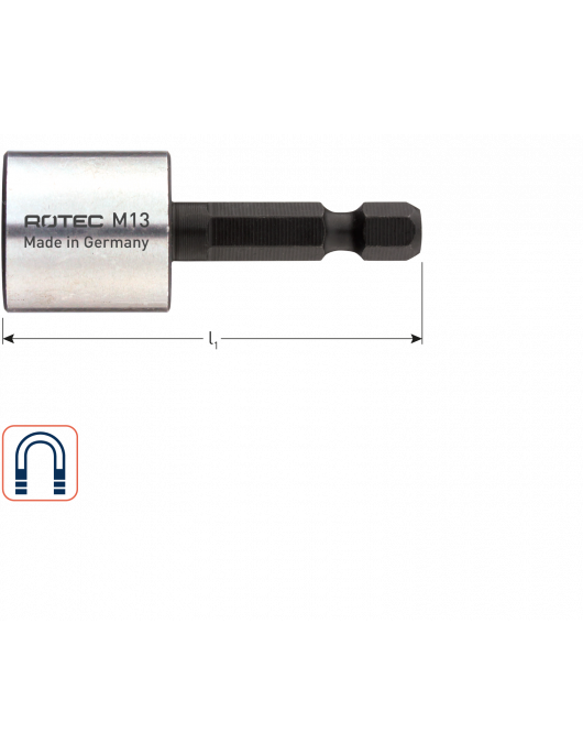 DOPSLEUTEL E6.3 1/4" BITOPN., MAGNETISCH, SW 17X65 DOPSLEUTEL E6.3 1/4" BITOPN., MAGNETISCH, SW 17X65