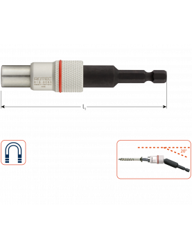 BITHOUDER E6.3X65, MAGN., ANGLE, MET KOGELGEWRICHT