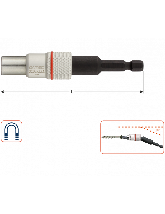 BITHOUDER E6.3X65, MAGN., ANGLE, MET KOGELGEWRICHT BITHOUDER E6.3X65, MAGN., ANGLE, MET KOGELGEWRICHT