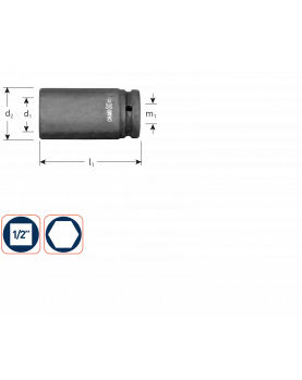 KRACHTDOP, BINNENVIERKANT 1/2", LANG, L=80, SW 24 KRACHTDOP, BINNENVIERKANT 1/2", LANG, L=80, SW 24