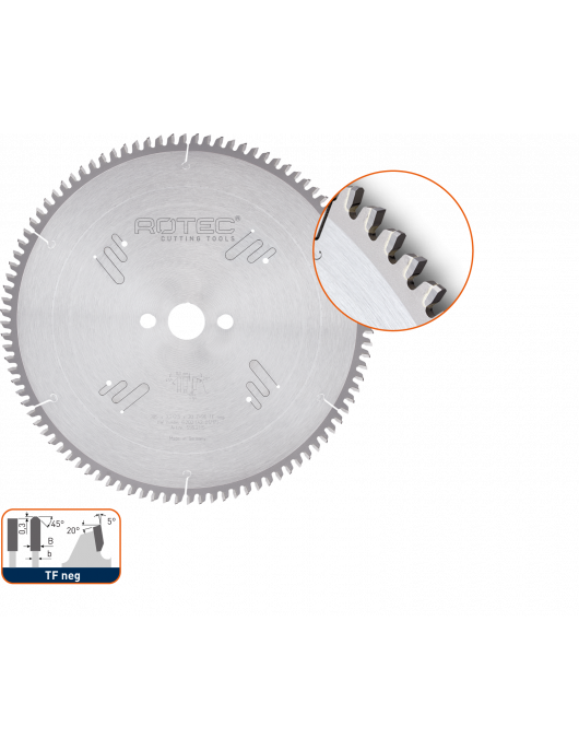 HM ZAAGBLAD VOOR NF-METALEN, ø250X2,8X30, Z=80, TF NEG