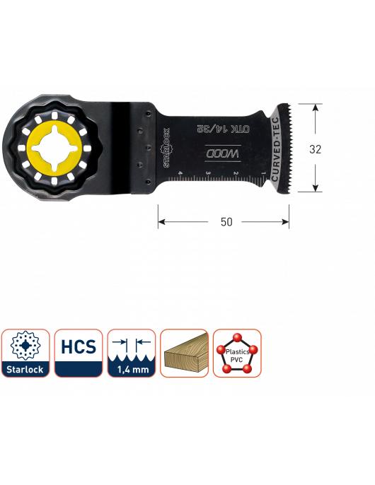 OTK 14/32 STARLOCK INVALZAAGBLAD HOUT 32X50