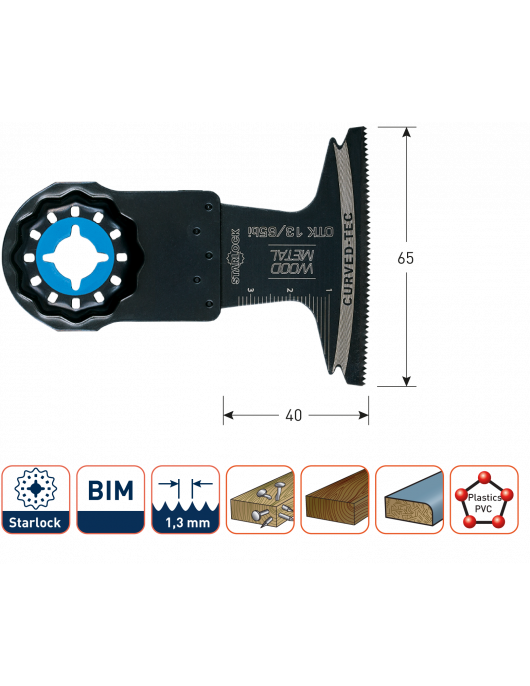 OTK 13/65BI STARLOCK INVALZAAGBLAD HOUT/METAAL 65X40