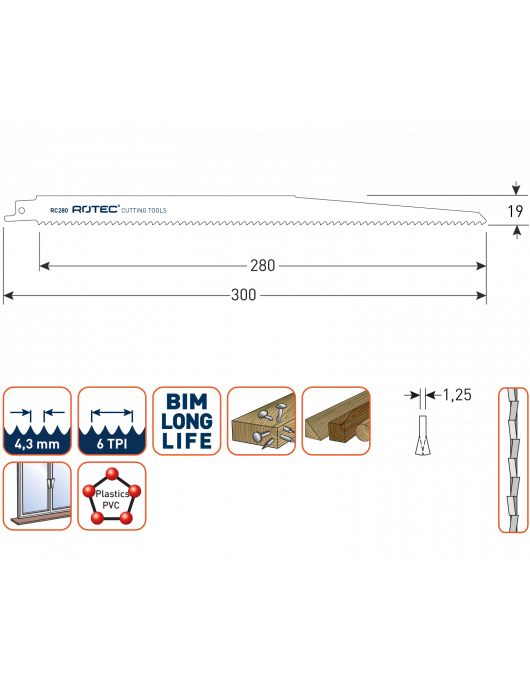RECIPROZAAGBLAD RC280 / S1411DF RECIPROZAAGBLAD RC280 / S1411DF