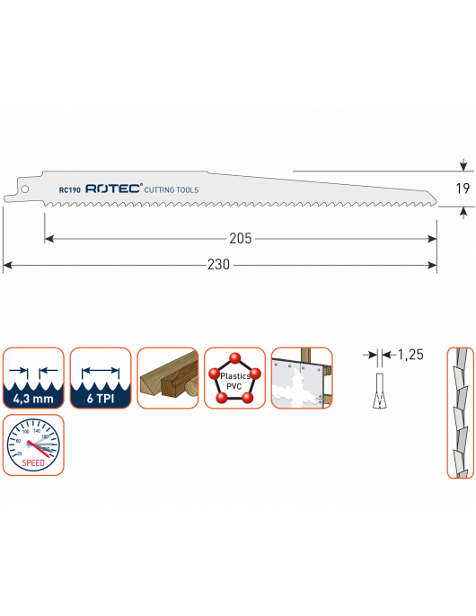 RECIPROZAAGBLAD RC190 RECIPROZAAGBLAD RC190