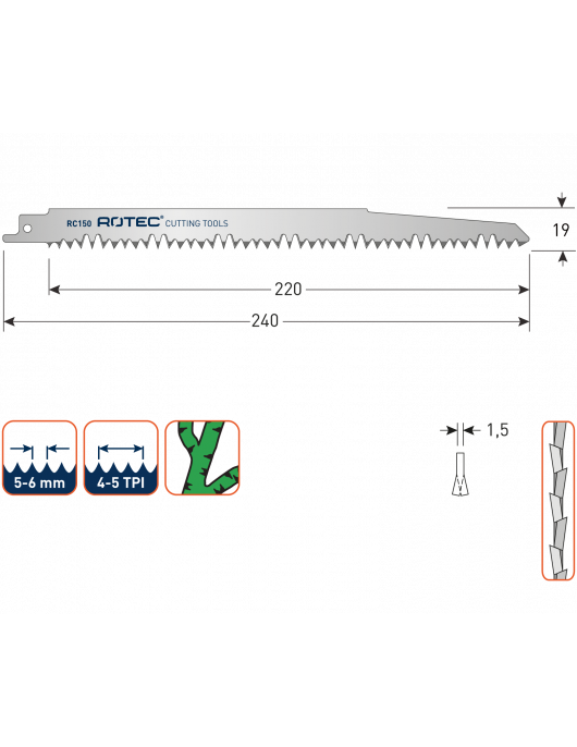 RECIPROZAAGBLAD RC150 / S1531L RECIPROZAAGBLAD RC150 / S1531L