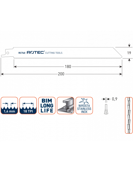 RECIPROZAAGBLAD RC740 / S1022EF RECIPROZAAGBLAD RC740 / S1022EF