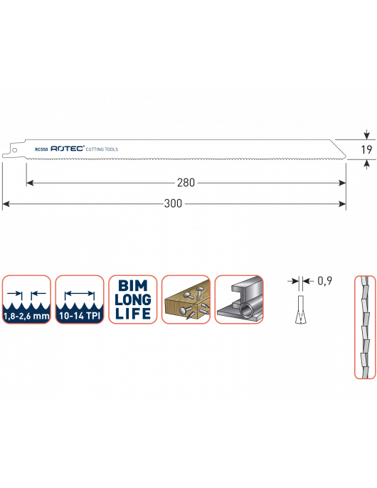 RECIPROZAAGBLAD RC550 / S1222VF RECIPROZAAGBLAD RC550 / S1222VF