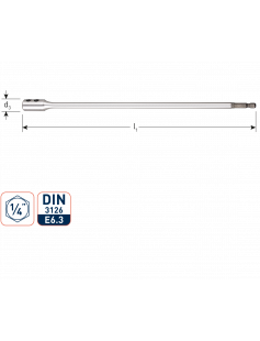 VERLENGSTUK 1/4" E6.3-BIT-AANSLUITING, L=300 VERLENGSTUK 1/4" E6.3-BIT-AANSLUITING, L=300