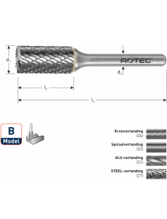 HM-STIFTFREES, MODEL B, Z6 / KRUISVERTAND / ø9,6X19X64Xø6 HM-STIFTFREES, MODEL B, Z6 / KRUISVERTAND / ø9,6X19X64Xø6