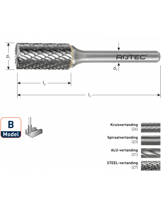 HM-STIFTFREES, MODEL B, Z6 / KRUISVERTAND / ø12,7X25X70Xø6 HM-STIFTFREES, MODEL B, Z6 / KRUISVERTAND / ø12,7X25X70Xø6