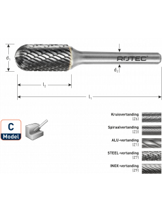 HM-STIFTFREES, MODEL C, Z6 / KRUISVERTAND / ø12,7X25X70Xø6 HM-STIFTFREES, MODEL C, Z6 / KRUISVERTAND / ø12,7X25X70Xø6