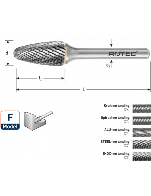 HM-STIFTFREES, MODEL F, Z6 / KRUISVERTAND / ø12,7X25X70Xø6 HM-STIFTFREES, MODEL F, Z6 / KRUISVERTAND / ø12,7X25X70Xø6