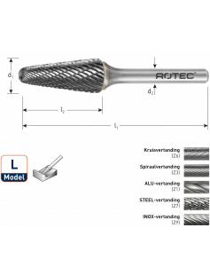 HM-STIFTFREES, MODEL L, Z6 / KRUISVERTAND / ø9,6X30X76Xø6 HM-STIFTFREES, MODEL L, Z6 / KRUISVERTAND / ø9,6X30X76Xø6