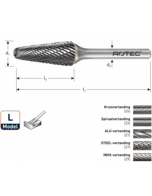 HM-STIFTFREES, MODEL L, Z6 / KRUISVERTAND / ø9,6X30X76Xø6 HM-STIFTFREES, MODEL L, Z6 / KRUISVERTAND / ø9,6X30X76Xø6