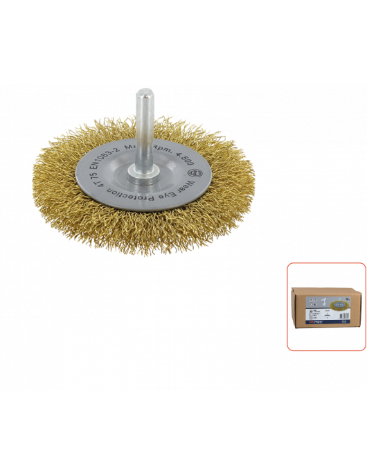 STIFTBORSTEL, GEGOLFD MESSINGDRAAD, ø75X10X0,30