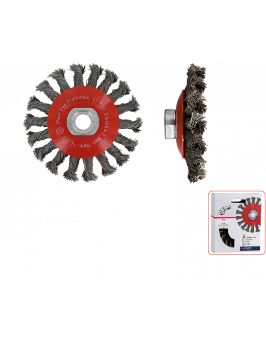 KEGELBORSTEL, GETORDEERD STAALDRAAD, M14, ø100X0,50 KEGELBORSTEL, GETORDEERD STAALDRAAD, M14, ø100X0,50