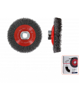 KEGELBORSTEL, GEGOLFD STAALDRAAD, M14, ø100X0,30 KEGELBORSTEL, GEGOLFD STAALDRAAD, M14, ø100X0,30