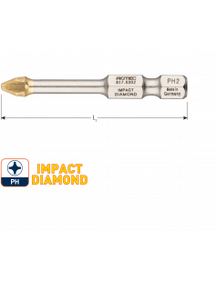 IMPACT SCHROEFBIT PH 3, L=50, E6.3, DIAMOND IMPACT SCHROEFBIT PH 3, L=50, E6.3, DIAMOND