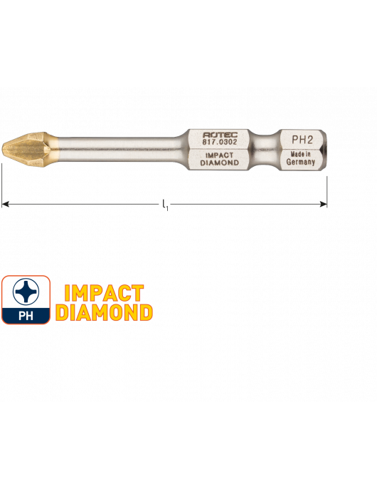 IMPACT SCHROEFBIT PH 3, L=50, E6.3, DIAMOND IMPACT SCHROEFBIT PH 3, L=50, E6.3, DIAMOND