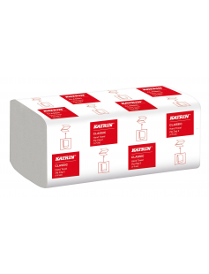 KATRIN VOUWHANDDOEK CLASSIC ZZ PAK 200 WIT 2 LAAGS 24,4X23CM EMBOSSED