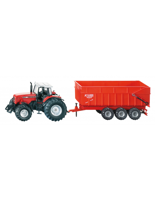MASSEY FERGUSON 8480 MET 3-ASSIGE AANHANGER 1:87