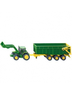 JOHN DEERE MET VOORLADER EN TRAILER 1:87