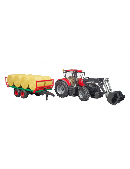 CASE IH OPTUM 300 CVX MET VOORLADER, BALENWAGEN