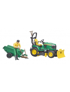 JOHN DEERE ZITMAAIER MET AANHANGER EN TUINMAN
