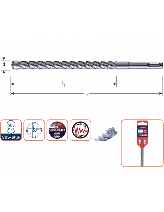 HAMERBOOR SDS+ QUATTRO-X ø10,0X390/455