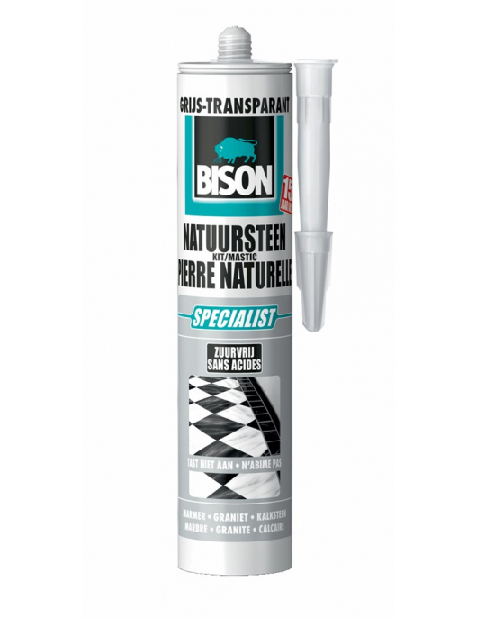 BISON NATUURSTEENKIT GRIJS TRANSPARANT CRT 310ML*12 NLFR