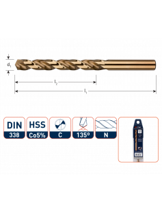 HSS-E SPIRAALBOOR, DIN 338, TYPE N, ø3,0 HSS-E SPIRAALBOOR, DIN 338, TYPE N, ø3,0