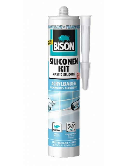 BISON SILICONENKIT ACRYLBADEN TRANSPARANT CRT 300ML*12 NLFR