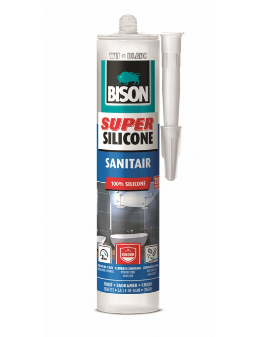 BISON SUPER SILICONE SANITAIR WIT CRT 300ML*12 NLFR