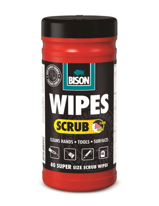 BISON WIPES SCRUB 40POT*6 L264