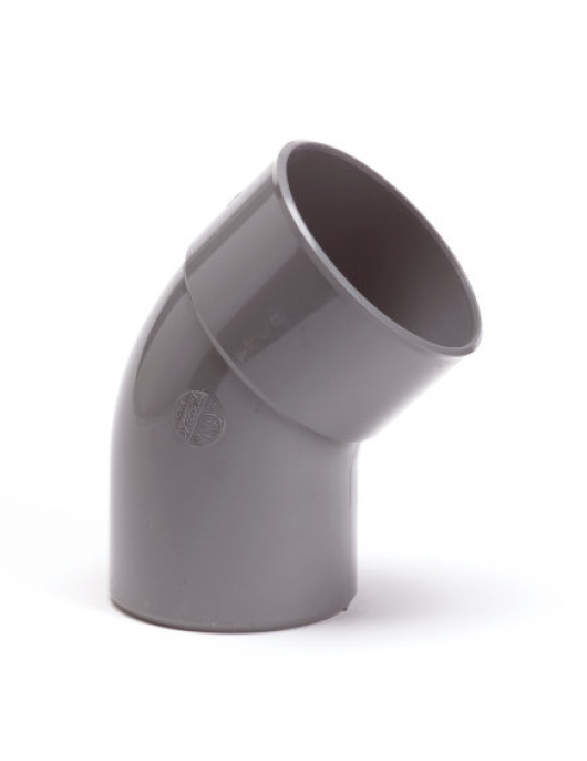 PIPELIFE BOCHT 45°, PVC, INW X UITW LIJM, GRIJS, 32 MM