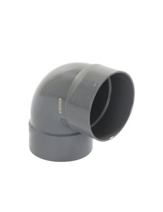 PIPELIFE BOCHT 90°, PVC, 2X INW LIJM, GRIJS, KOMO, 125 MM