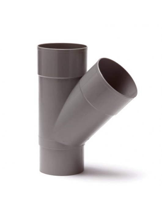 DYKA T-STUK 45°, PVC, 2X INW LIJM, 1X VERJ SPIE, GRIJS, 70MM