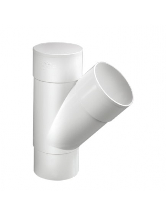DYKA T-STUK 45°, PVC, 2X INW LIJM, 1X VERJ SPIE, WIT, 100MM