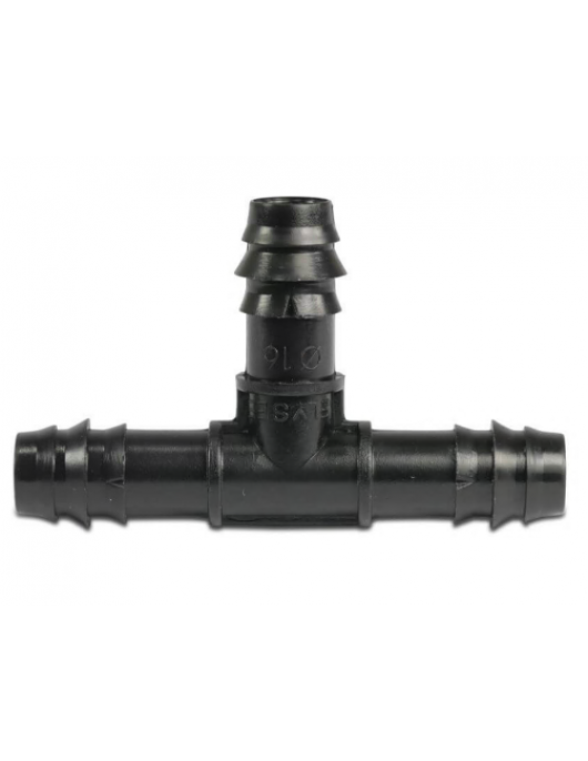 T-STUK 90° POM 16 MM BARBED 4BAR ZWART