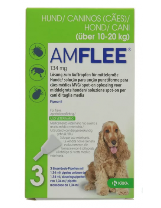 AMFLEE HOND MEDIUM 10-20KG, 3 PIPETTEN