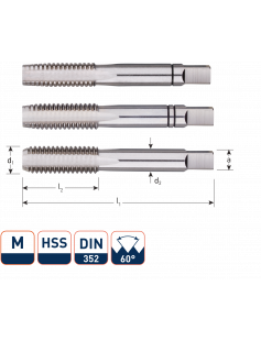 HSS HANDTAPPENSET, 3-DLG., DIN 352, METRISCH, M6X1 HSS HANDTAPPENSET, 3-DLG., DIN 352, METRISCH, M6X1